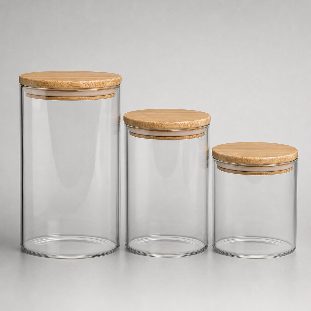 Glass Storage Jar Set with Bamboo Lids