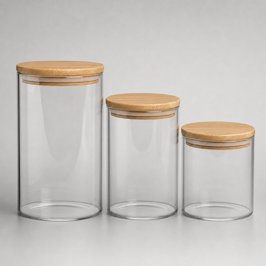 Glass Storage Jar Set with Bamboo Lids