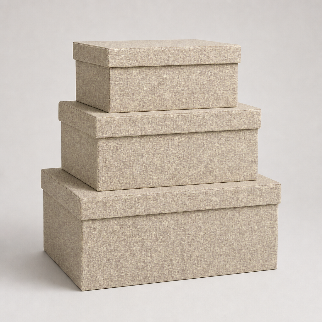 Linen Storage Boxes, Set of Three