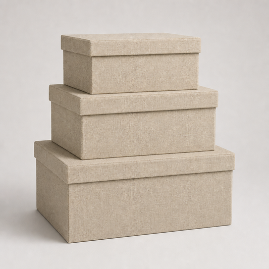 Linen Storage Boxes, Set of Three