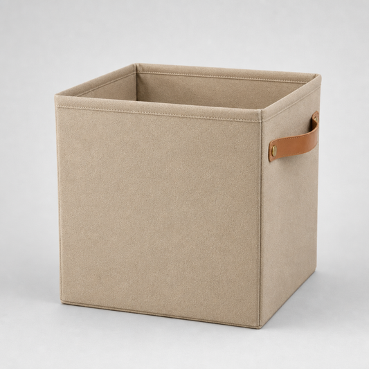 Canvas Storage Bin with Leather Handles