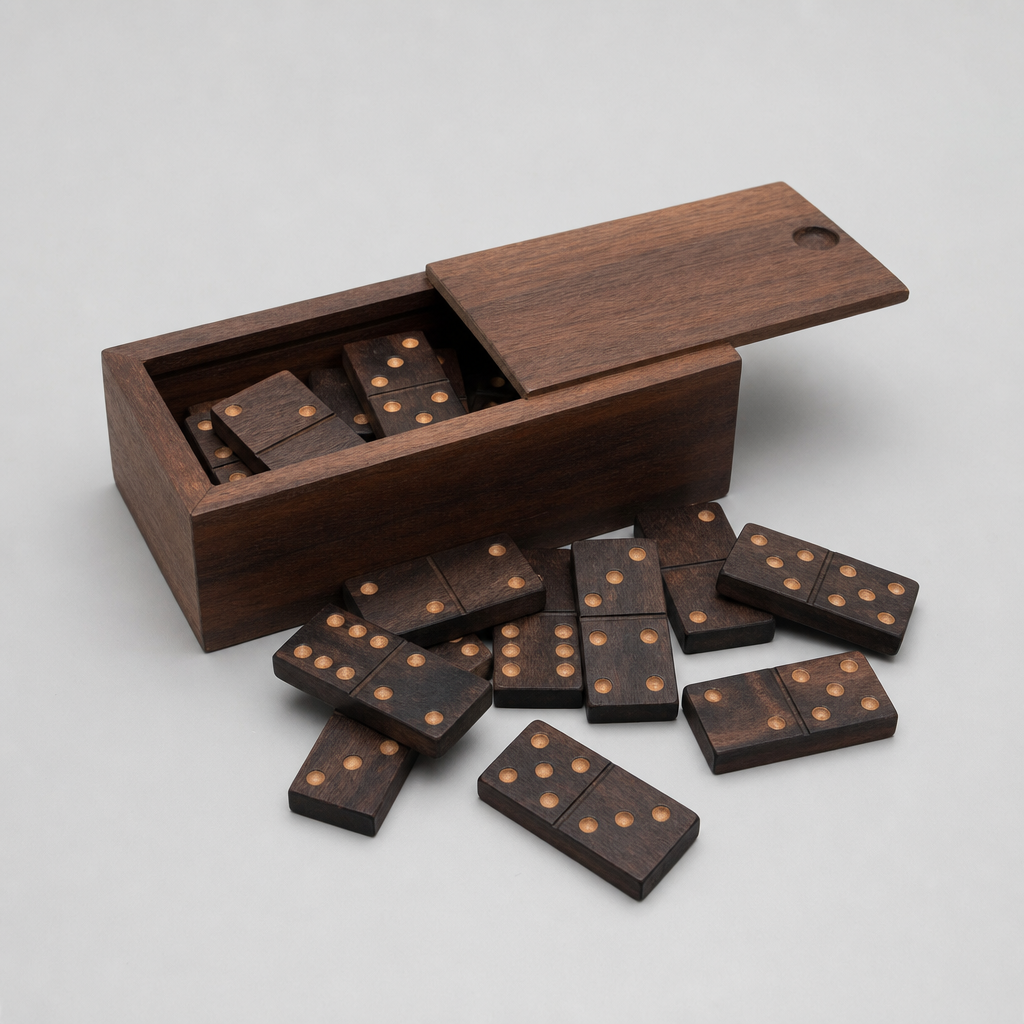 Wooden Domino Set in Storage Box