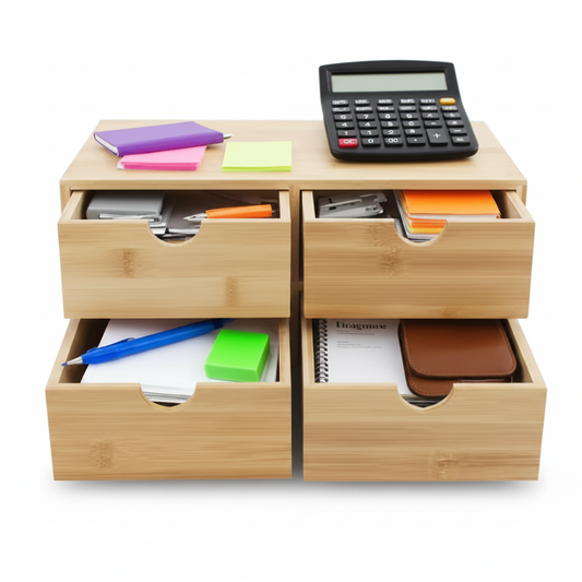 Bamboo Desk Organizer with Drawers
